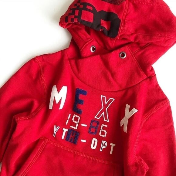 MEXX red spell out hooded sweatshirt EUC 3/4T - Picture 2 of 4